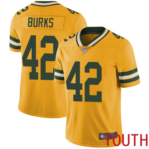 Green Bay Packers Limited Gold Youth #42 Burks Oren Jersey Nike NFL Rush Vapor Untouchable